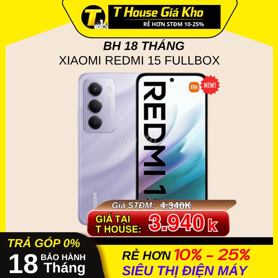 Xiaomi Redmi 15 Fullbox Công ty. Mua bán Điện thoại tại Quận Bình Thạnh Tp Hồ Chí Minh được đăng bởi T HOUSE GIÁ KHO hình 1