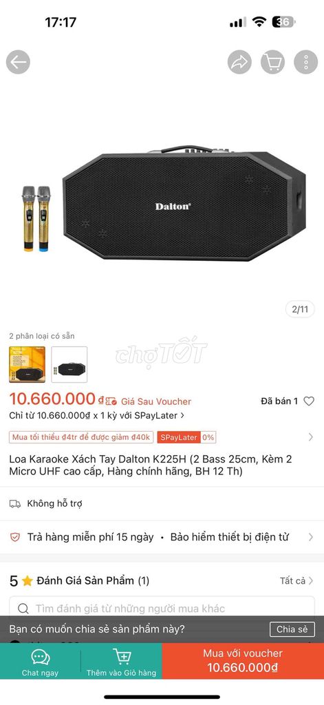 Loa karaoke Dalton K225H Đen 900W 2x25cm 2 Micro. Mua bán Tivi, Âm thanh tại Huyện Long Điền Bà Rịa - Vũng Tàu được đăng bởi Phanhoanghanh hình 1