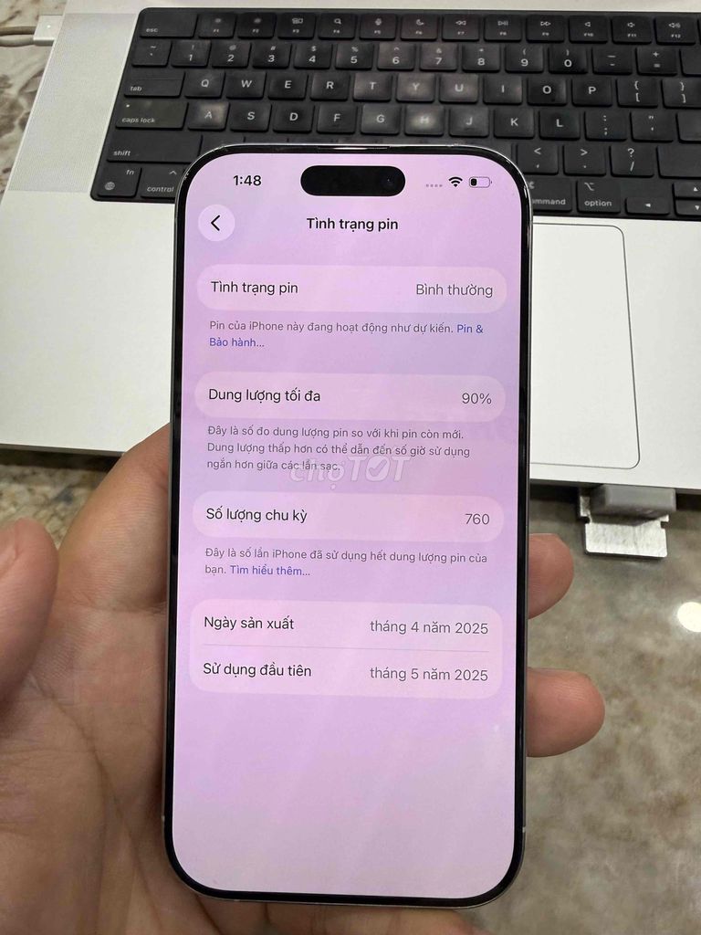Apple iPhone 16 Pro 128GB Trắng Hàn Quốc 90%. Mua bán Điện thoại tại Huyện Thanh Trì Hà Nội được đăng bởi Đoàn Xuân Tùng hình 1