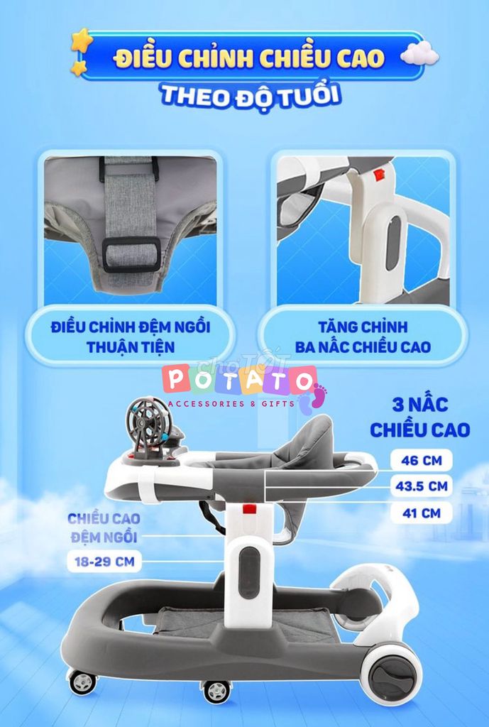 Xe Tập Đi Chữ U Cao Cấp Cho Bé Thiết Kế 3in1