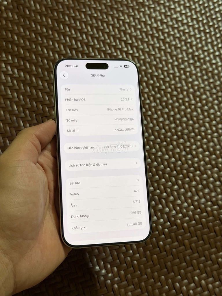 iPhone 16 Pro Max 256GB Vn/a. Mua bán Điện thoại tại Thành phố Bắc Ninh Bắc Ninh được đăng bởi Quyền hình 1