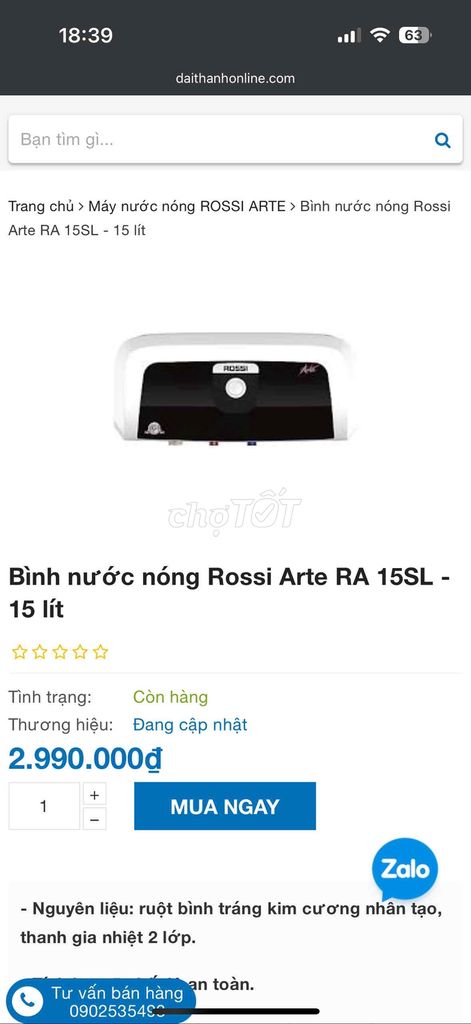 cần pass bình nóng lạnh còn mới