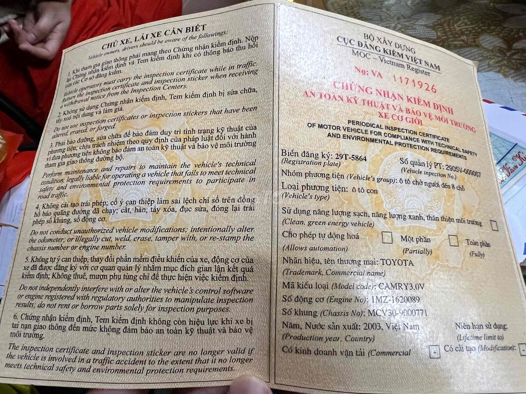 Toyota Camry 2003 3.0V 2003  - 156567 km. Mua bán Ô tô tại Thành phố Tam Điệp Ninh Bình được đăng bởi Dương thế hoàng hình 20