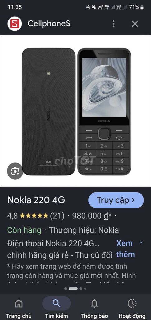 Nokia 220 4G Đen. Mua bán Điện thoại tại Thành phố Phúc Yên Vĩnh Phúc được đăng bởi duc thanh hình 1