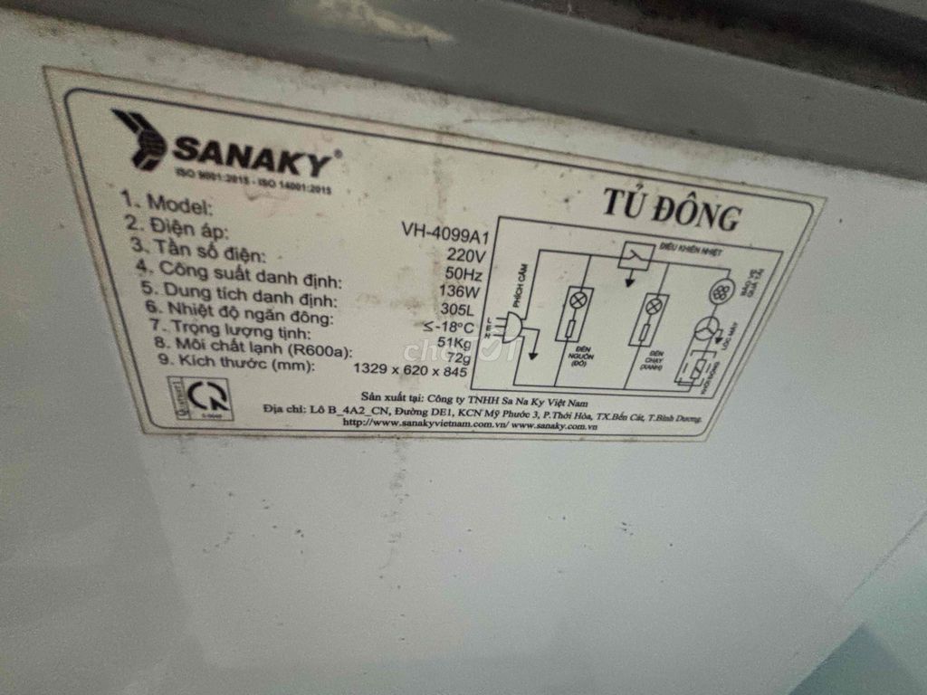 Bán Tủ Đông Sanaky 1 ngăn đông 305l sử dụng