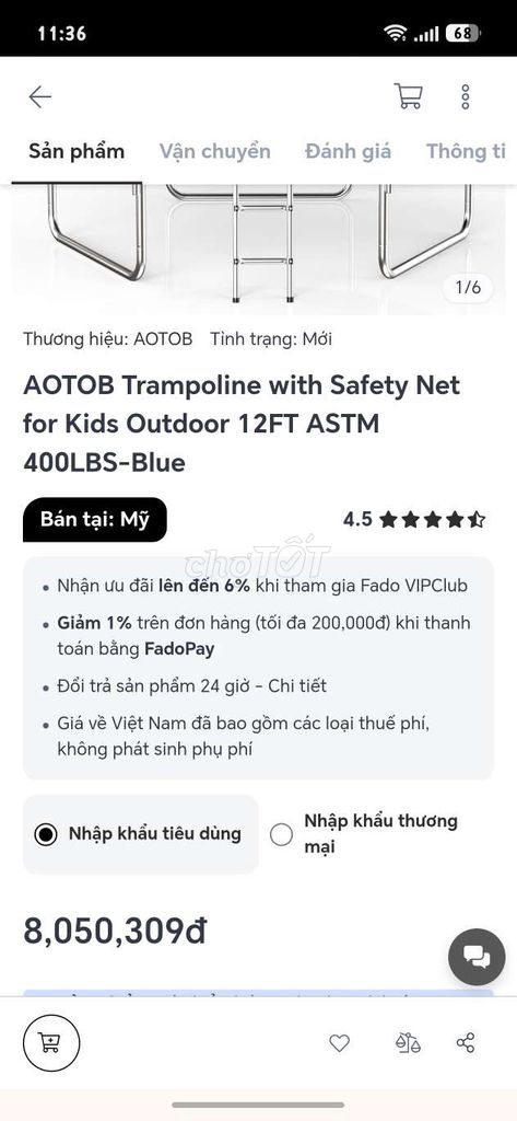 Bạt nhún AOTOB Xanh 12FT. Mua bán Đồ thể thao, Dã ngoại tại Quận 3 Tp Hồ Chí Minh được đăng bởi Mạnh hình 1