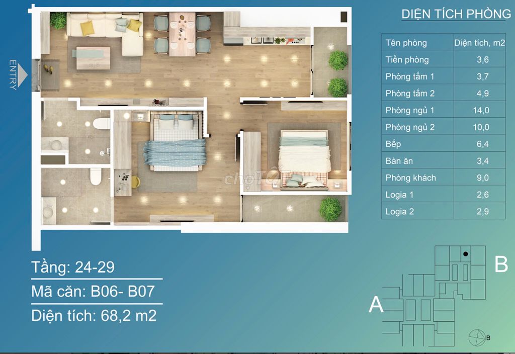 Em bán suất đầu tư căn 2 - 3PN Chung cư BID Residence Tố Hữu, Hà Đông