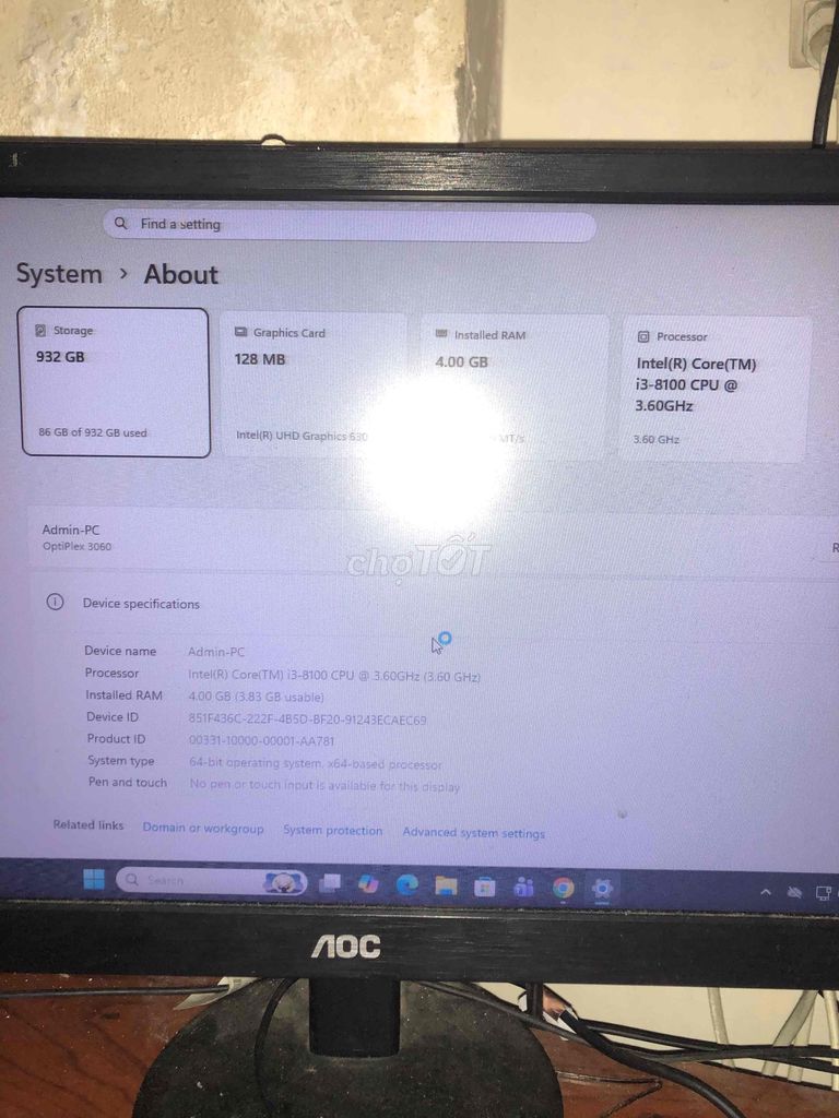 Dell OptiPlex 3060 i3-8100 4GB/932GB. Mua bán Máy tính để bàn tại Quận Tân Bình Tp Hồ Chí Minh được đăng bởi Minh minh hình 1
