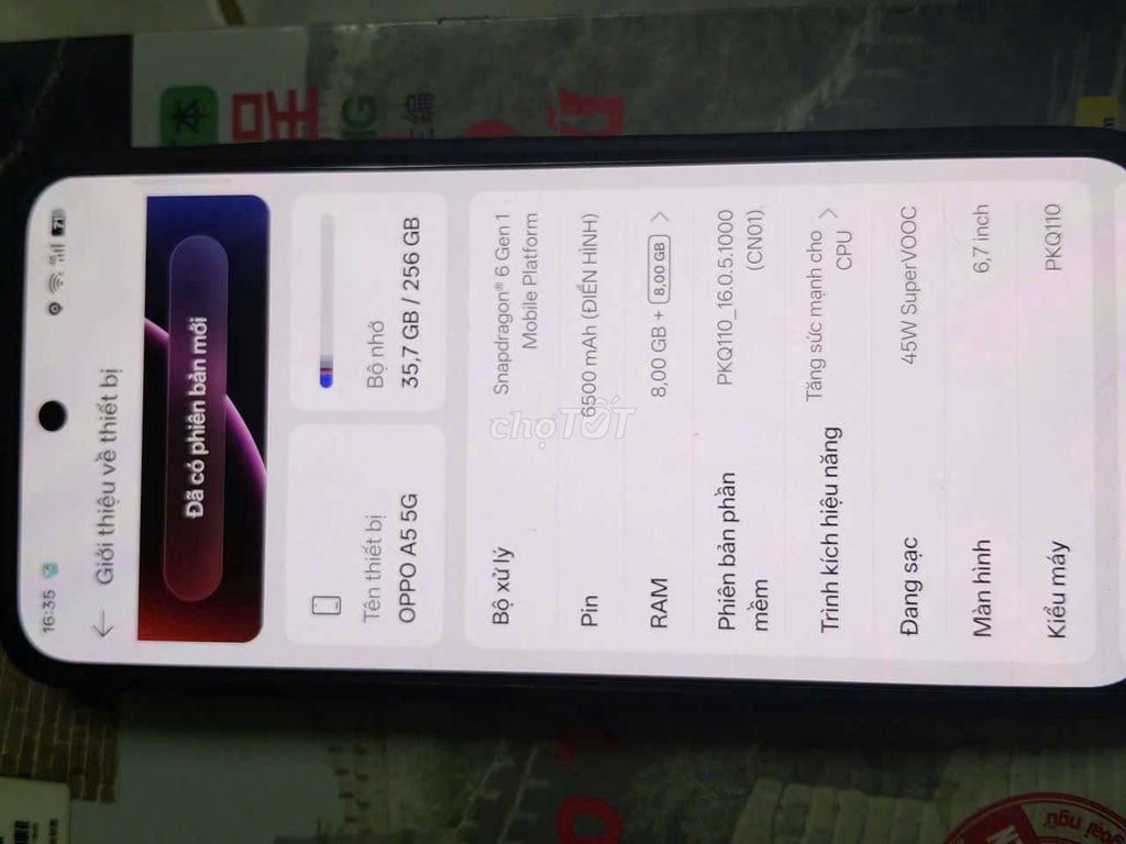 Oppo A5 5G 8GB/256GB Tím. Mua bán Điện thoại tại Huyện Bến Lức Long An được đăng bởi Nội Địa Trung  hình 1