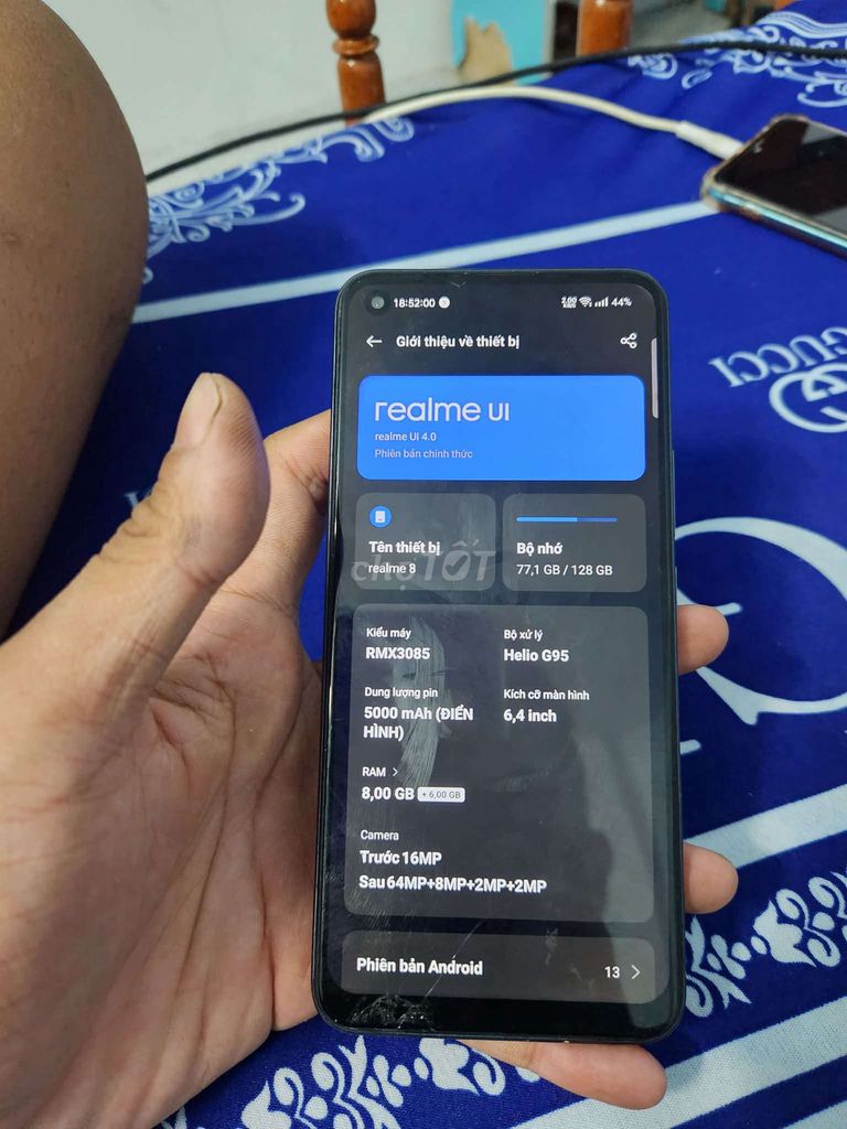 Realme 8 128GB Đen bể tí màn dùg oki. Mua bán Điện thoại tại Huyện Vĩnh Lợi Bạc Liêu được đăng bởi phát Tài hình 1