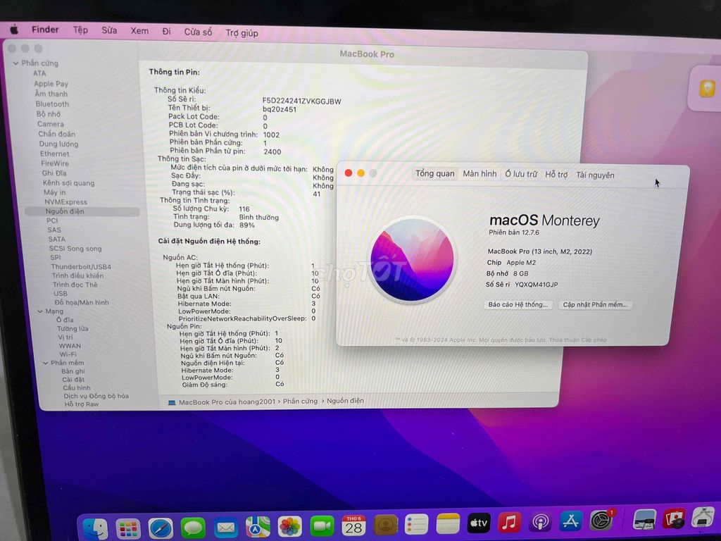 Apple MacBook Pro M2 8GB/256GB Xám. Mua bán Laptop tại Quận Đống Đa Hà Nội được đăng bởi Nam hình 1
