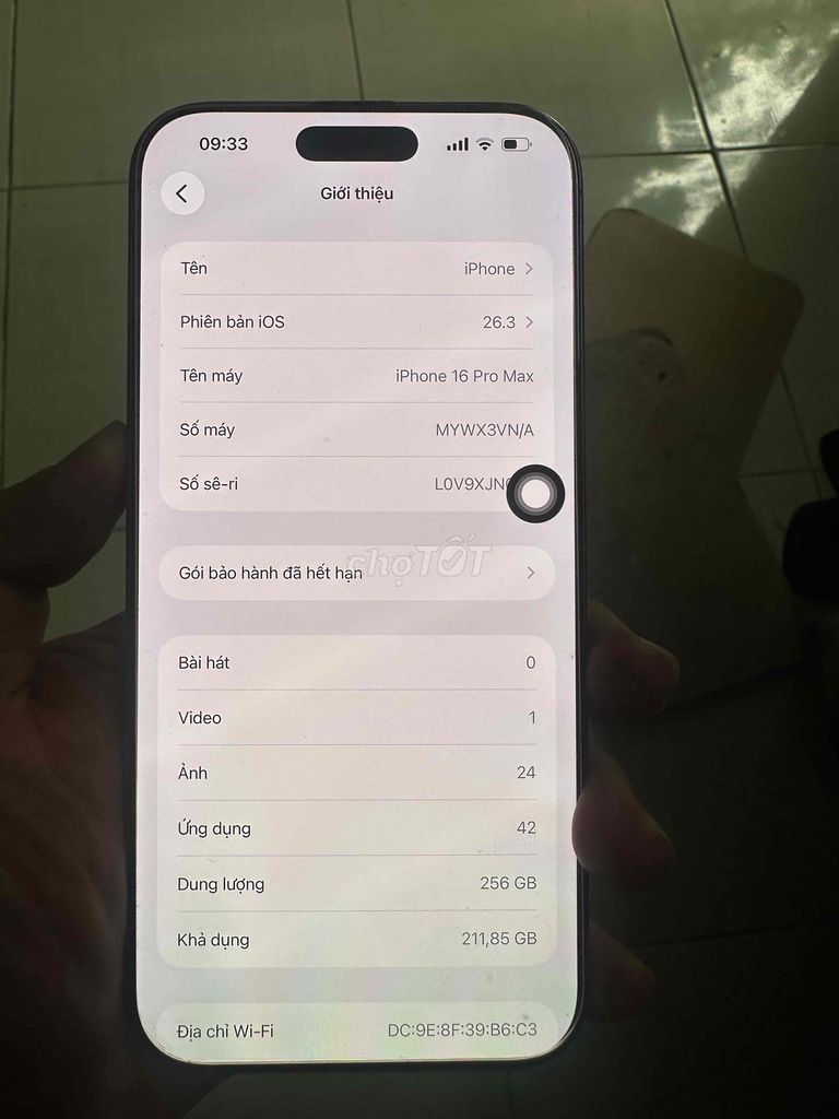 Apple iPhone 16 Pro Max 256GB Titan VN/A. Mua bán Điện thoại tại Huyện Hòa Vang Đà Nẵng được đăng bởi NGUYỄN Văn Vũ hình 1