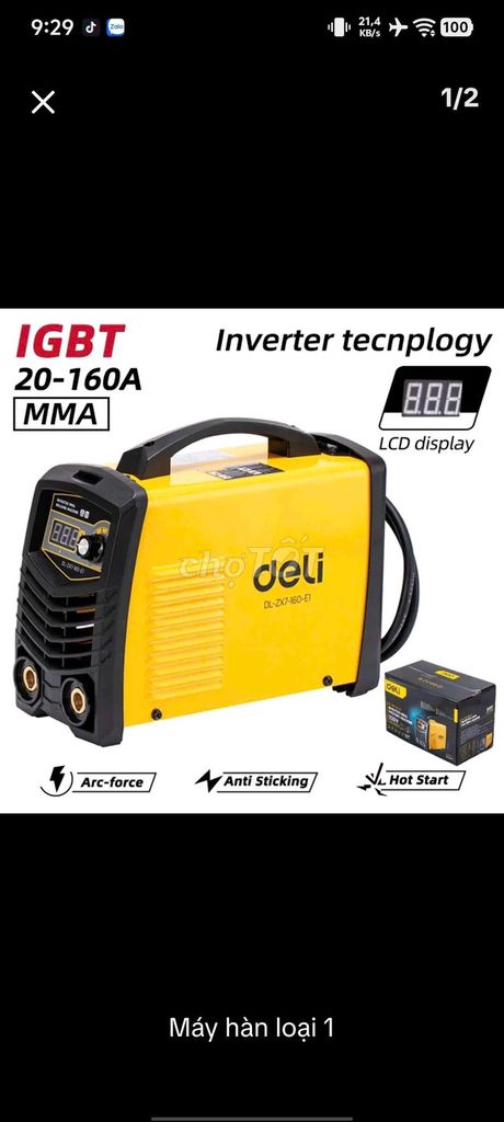 Máy hàn Deli DL-ZX7-160-E1 Vàng Như mới. Mua bán Đồ chuyên dụng, Giống nuôi trồng tại Huyện Củ Chi Tp Hồ Chí Minh được đăng bởi Anh Tú hình 1