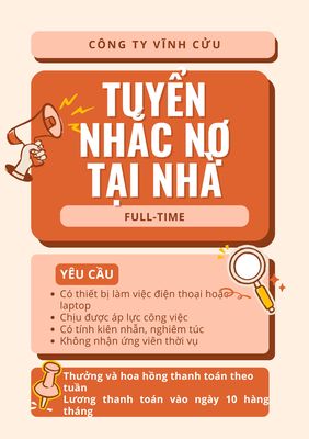 TUYỂN NHÂN VIÊN NHẮC NỢ - KHÔNG CẦN KINH NGHIỆM