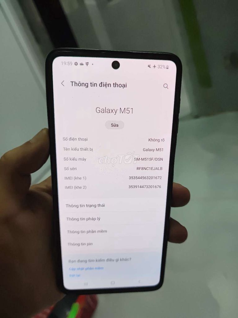 Samsung Galaxy M51 8GB 7000mAh. Mua bán Điện thoại tại Thành phố Huế Thừa Thiên Huế được đăng bởi Lê Tuấn Anh hình 1