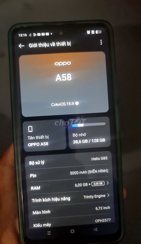 OPPO A58 128GB Xanh. Mua bán Điện thoại tại Quận Bắc Từ Liêm Hà Nội được đăng bởi Skert Tung hình 1