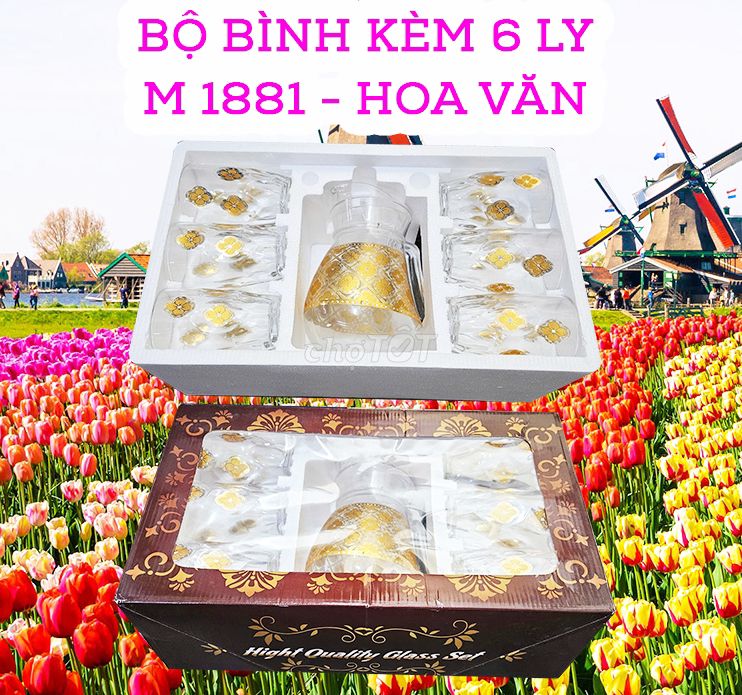 BỘ BÌNH KÈM 6 LY UỐNG NƯỚC MÃ 1881 HOAVĂN Giá 199K