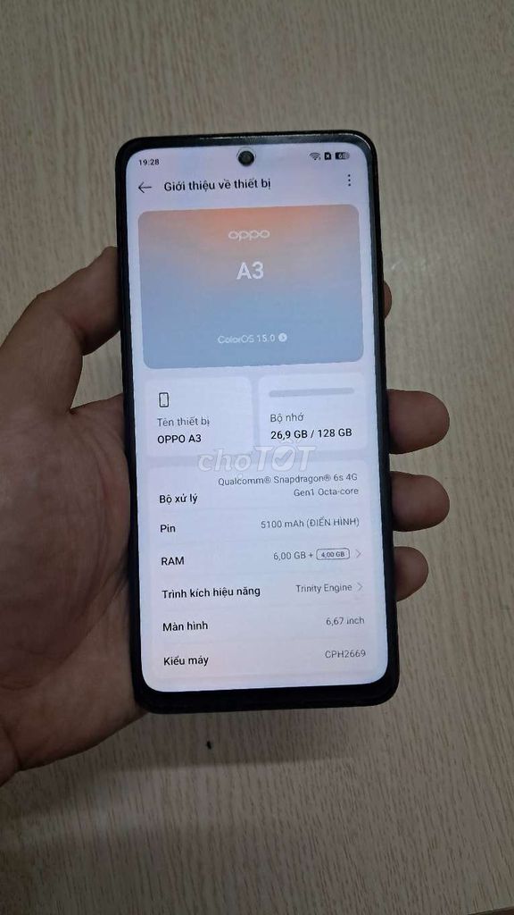 Oppo A3 128GB Đen. Mua bán Điện thoại tại Quận Hai Bà Trưng Hà Nội được đăng bởi bùi hữu liêm  hình 1