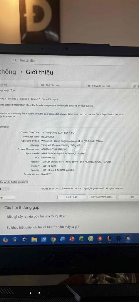 Cần bán em máy tính ASUS TUF F15. Mua bán Laptop tại Thành phố Dĩ An Bình Dương được đăng bởi Tony nguyễn hình 1