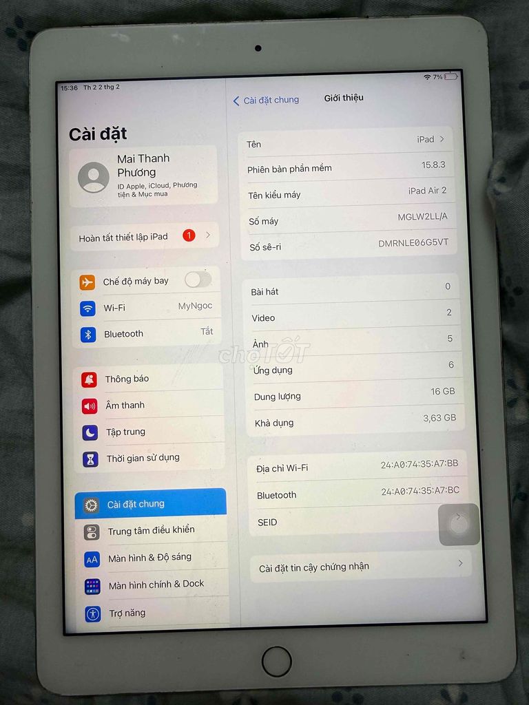 Apple iPad Air 2 16GB Bạc. Mua bán Máy tính bảng tại Thành phố Thủ Đức Tp Hồ Chí Minh được đăng bởi Phương Mai hình 1