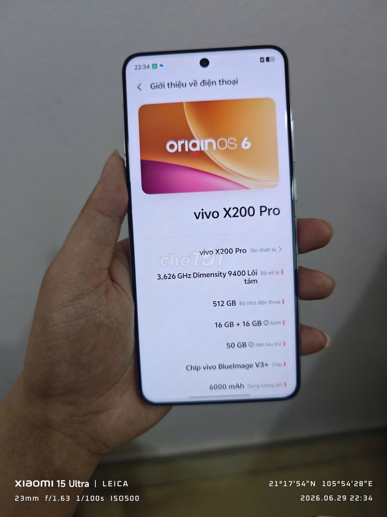 Vivo X200 pro 16+512Gb, pin 94%. Mua bán Điện thoại tại Huyện Sóc Sơn Hà Nội được đăng bởi Vuong Xuan Hung hình 1