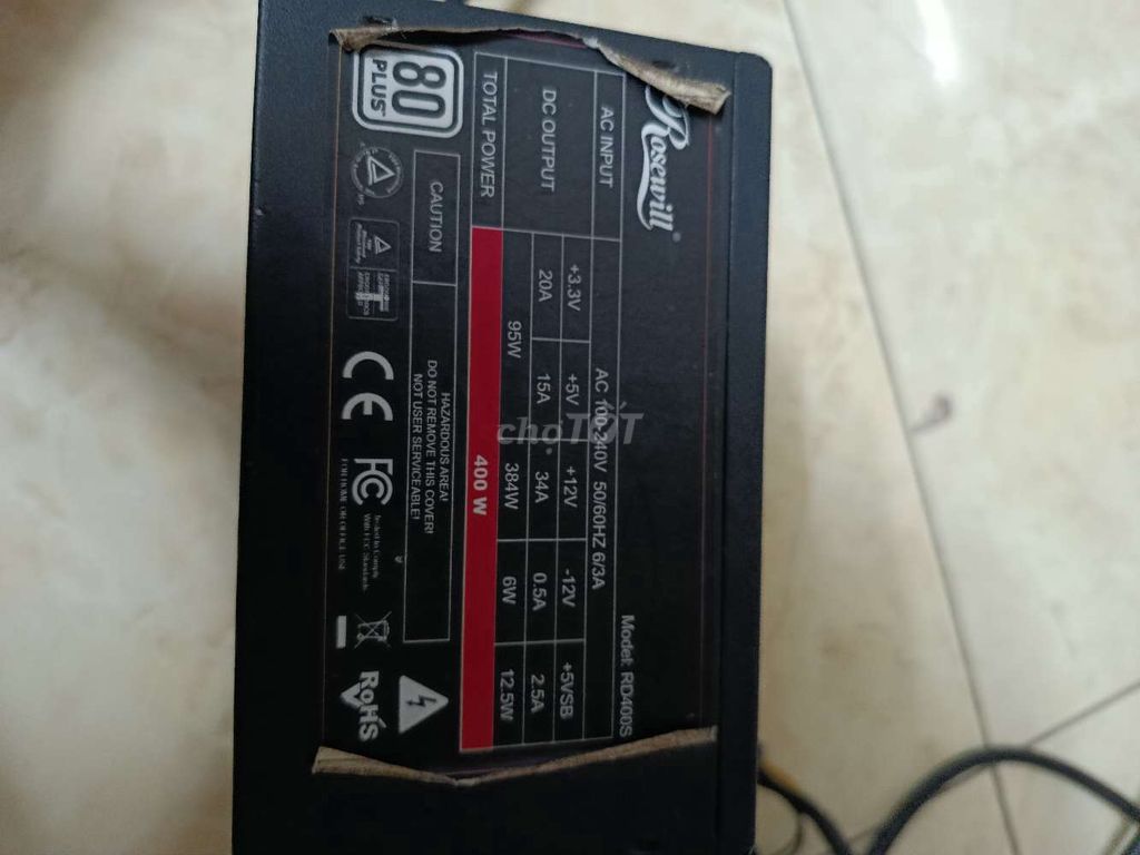 Nguồn Rosewill RD400S Đen cũ 400w. Mua bán Linh kiện (RAM, Card...) tại Quận 5 Tp Hồ Chí Minh được đăng bởi do quang khang hình 1