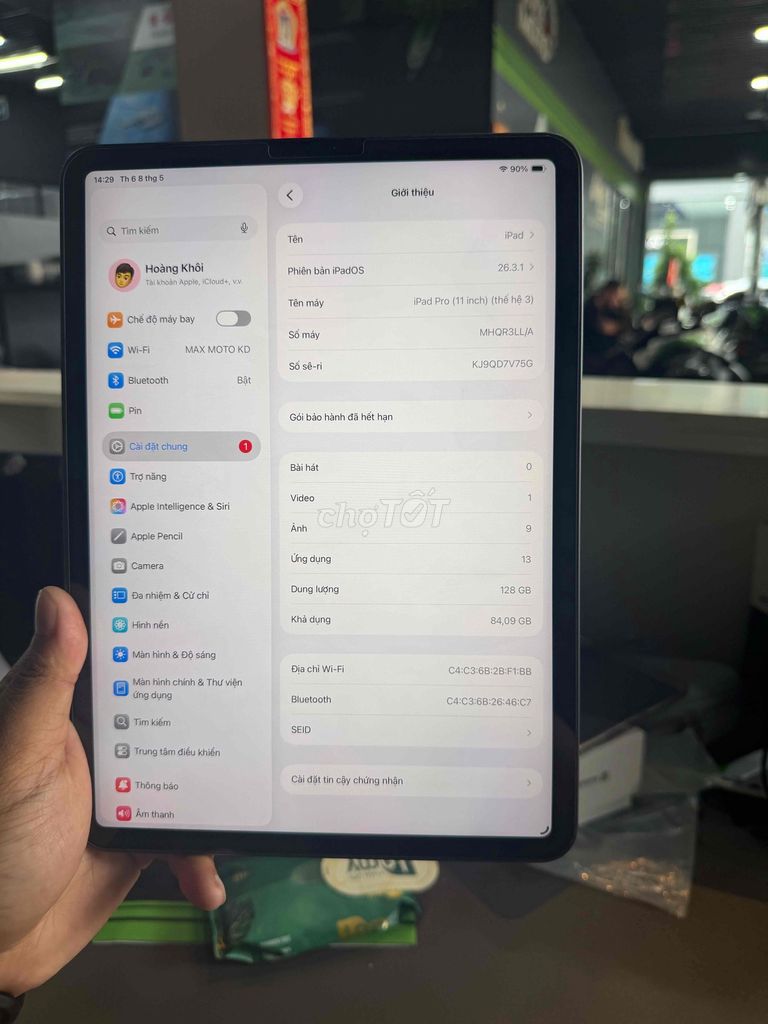 Apple iPad Pro M1 128GB Xám. Mua bán Máy tính bảng tại Huyện Bình Chánh Tp Hồ Chí Minh được đăng bởi Lê Hoàng Khôi hình 1