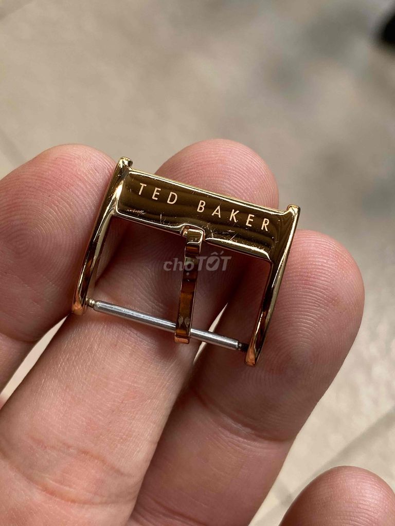 Khóa dây da zin Ted Baker (Anh) inox khối mạ vàng