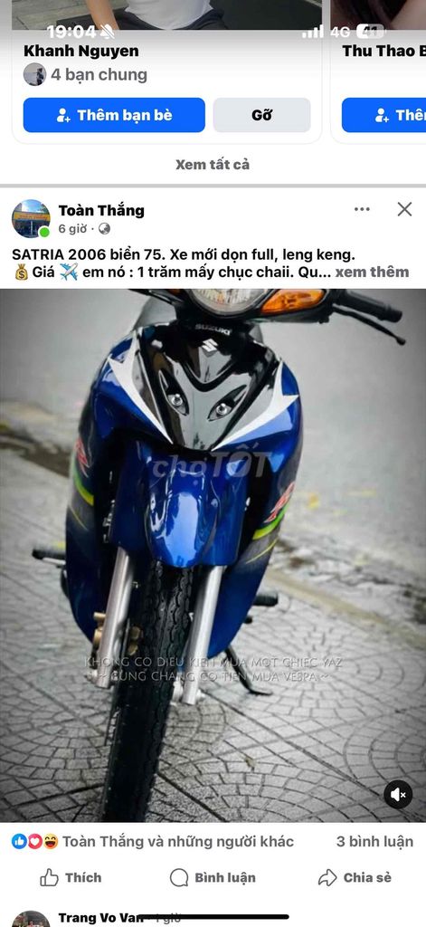 SUZUKi -SATRIA -HỖ TRỢ TRẢ GÓP. Mua bán Xe máy tại Thành phố Huế Thừa Thiên Huế được đăng bởi DVCĐ Toàn Thắng hình 1
