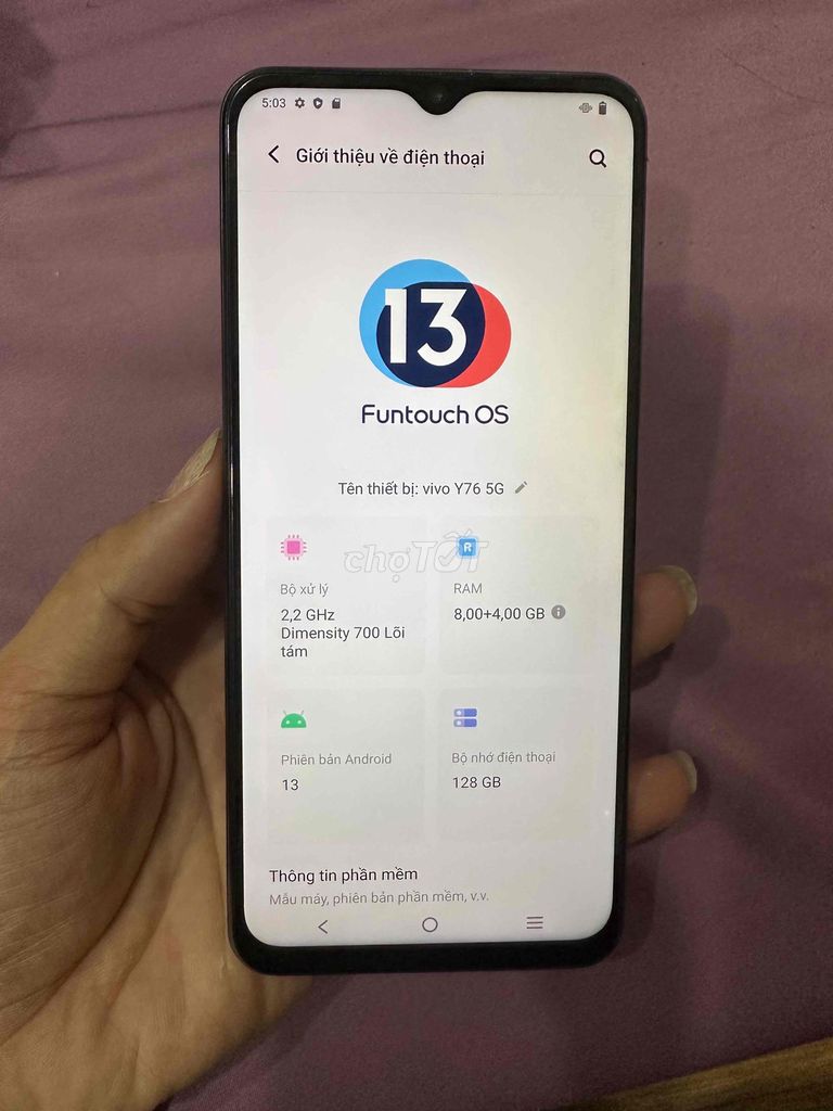 Vivo Y76 5G 8/128Gb zin full có gl. Mua bán Điện thoại tại Quận Bình Tân Tp Hồ Chí Minh được đăng bởi Mr Zui 18 tuổi rưỡi hình 1