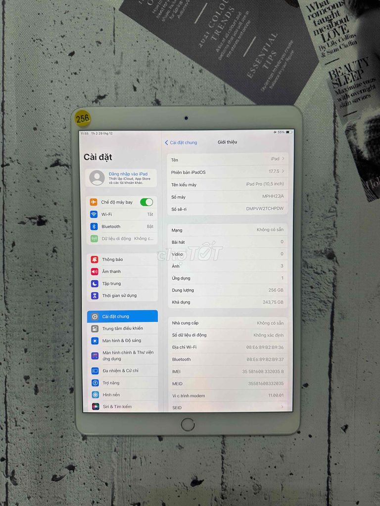 Apple iPad Pro 10.5 inch 4G 256GB. Mua bán Máy tính bảng tại Quận Cầu Giấy Hà Nội được đăng bởi CACA IPAD STORE hình 1