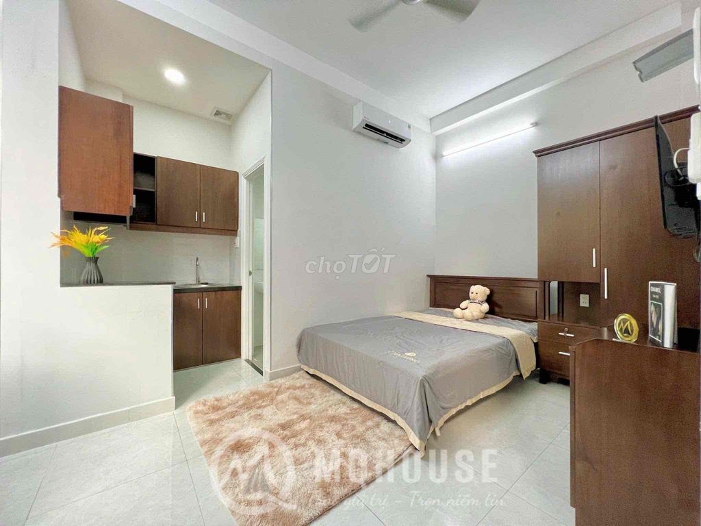 CHO THUÊ STUDIO GIÁ RẺ ĐẦY ĐỦ NỘI THẤT, THANG MÁY, NHÀ MỚI SÁT SÂN BAY