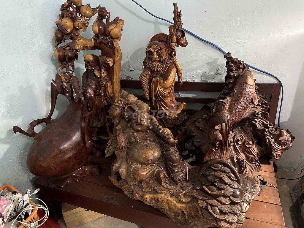Tượng phong thủy Gỗ tự nhiên Nâu 5 món. Mua bán Đồ sưu tầm, đồ cổ tại Thành phố Buôn Ma Thuột Đắk Lắk được đăng bởi Johny 575 hình 1