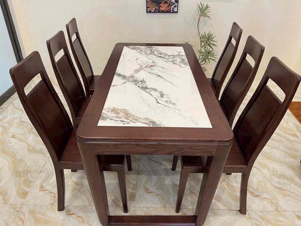 Bộ bàn ăn gỗ tần bì 6 ghế. Mua bán Bàn ghế tại Quận Hoàng Mai Hà Nội được đăng bởi Lan Anh  hình 1