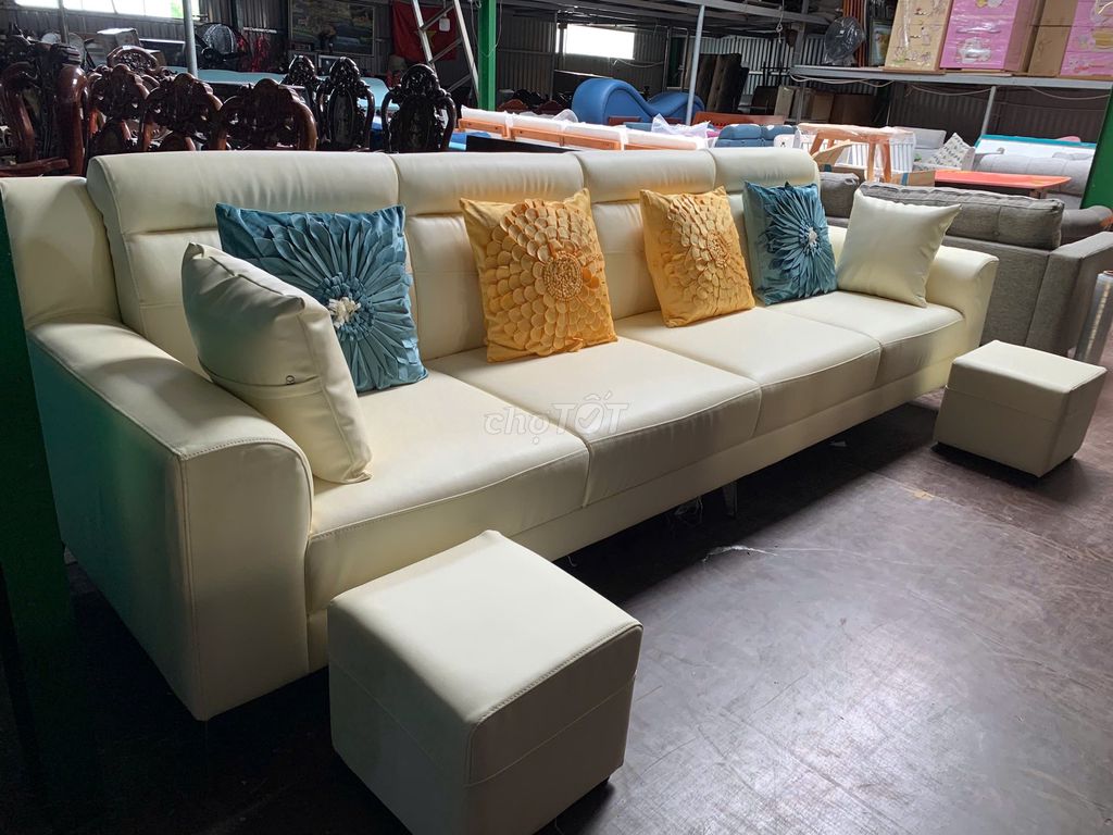 Ghế sofa da Trắng kem kèm đon hàng thiết kế. Dịch vụ nhà cửa khác tại Quận Sơn Trà Đà Nẵng được đăng bởi THẾ GIỚI ĐỒ CŨ ĐÀ NẴNG hình 1