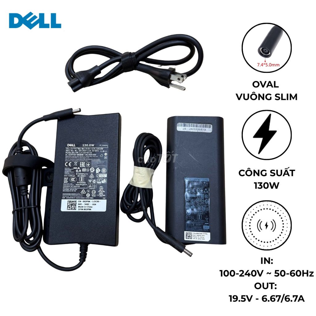 Bộ Sạc Dell 130W Slim - Mới/ Oval - Zin Tháo Máy. Mua bán Phụ kiện (Màn hình, Chuột...) tại Quận Thanh Khê Đà Nẵng được đăng bởi Laptop 2nd bao bền giá rẻ  hình 1
