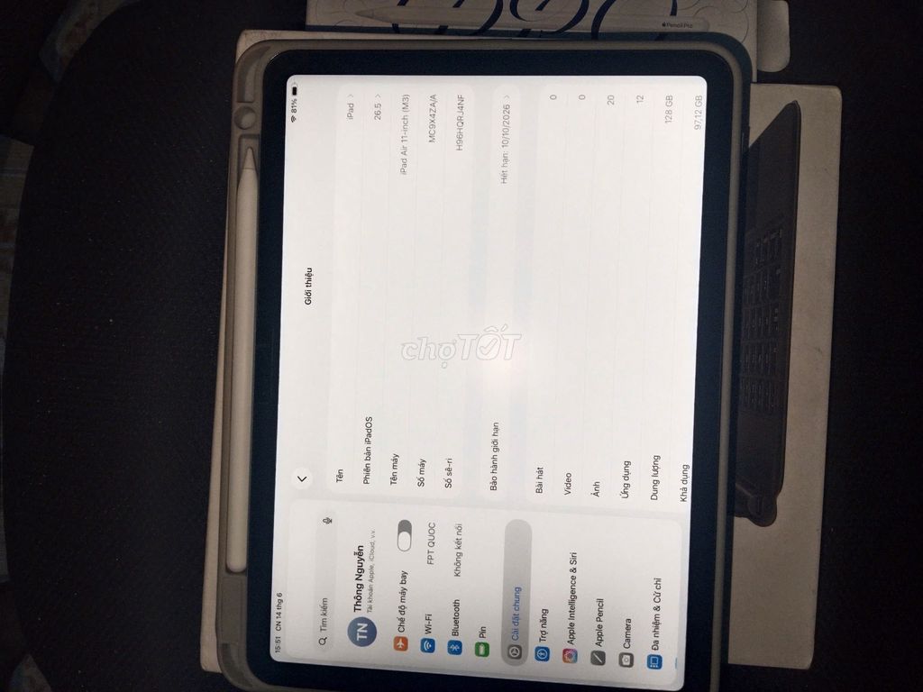 Apple iPad Air 11-inch M3 128GB Trắng nhã. Mua bán Máy tính bảng tại Thành phố Thủ Dầu Một Bình Dương được đăng bởi Thông Nguyễn hình 1