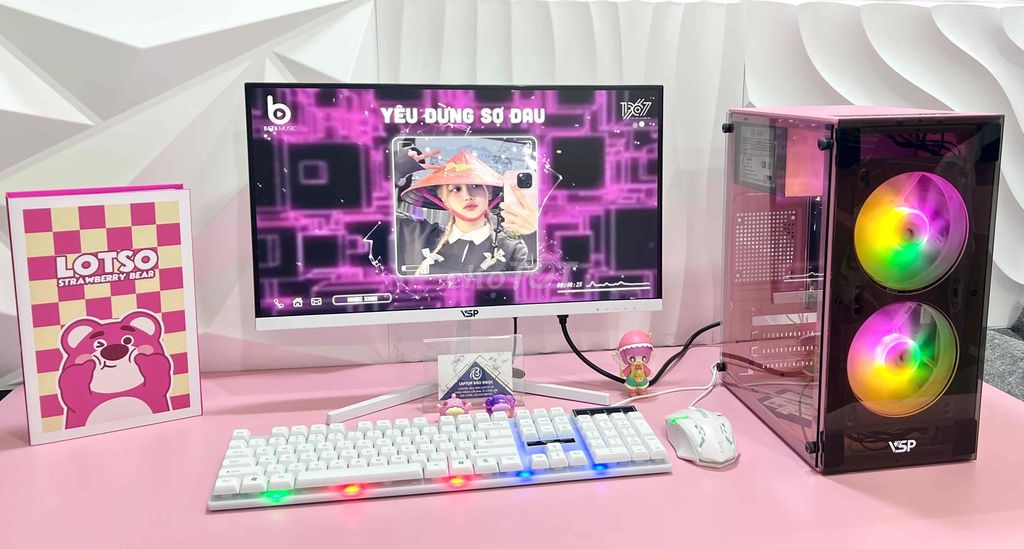 Full bộ PC trắng hồng màn 22” full viền i5 ram 8gb