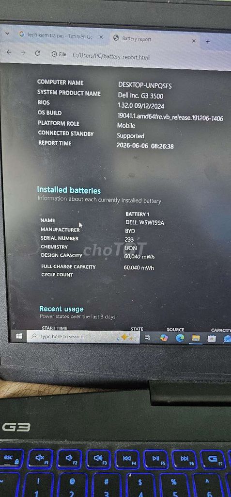 Dell G3 3500 i7-10750H 32GB/1TB. Mua bán Laptop tại Quận Bình Thạnh Tp Hồ Chí Minh được đăng bởi Đoàn Phong hình 1