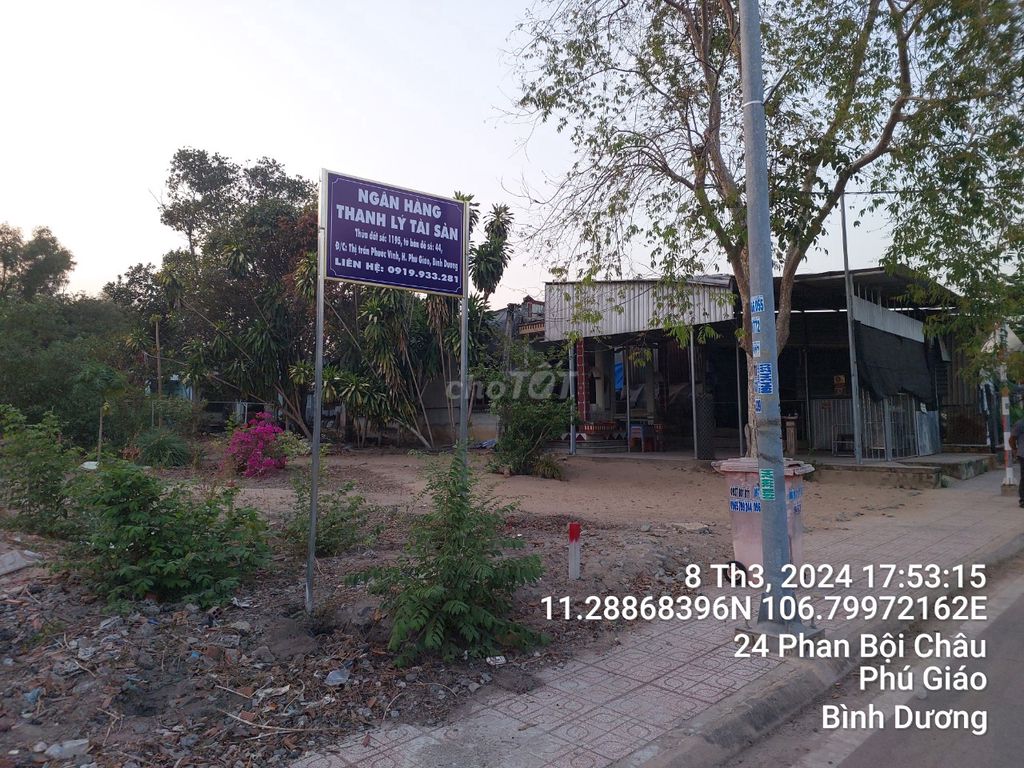 Ngân hàng thanh lý lô đất 6m đường Phan Bội Châu, TT Phước Vĩnh