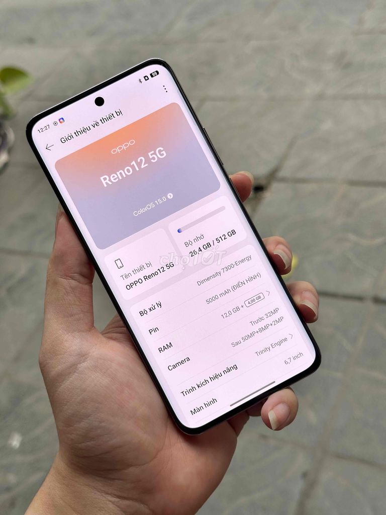 oppo reno 12 5G chính hãng 512gb còn bảo hành dài