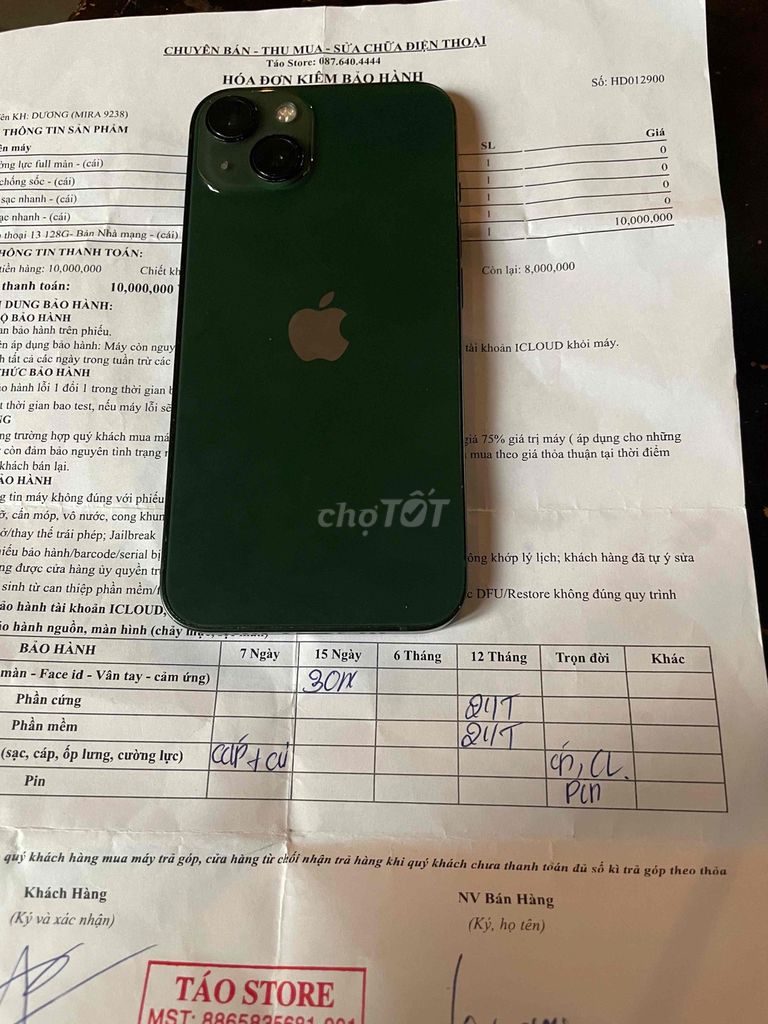 iPhone 13 128GB Xanh lá (LOCK). Mua bán Điện thoại tại Thành phố Vũng Tàu Bà Rịa - Vũng Tàu được đăng bởi Phát Nguyễn hình 1