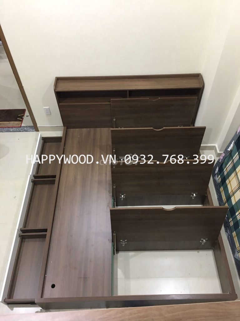 GIƯỜNG NGỦ ĐẦU CÓ KỆ - HÔNG CÓ HỘC KÉO. Mua bán Giường, chăn ga gối nệm tại Quận Bình Thạnh Tp Hồ Chí Minh được đăng bởi Happy Wood hình 4