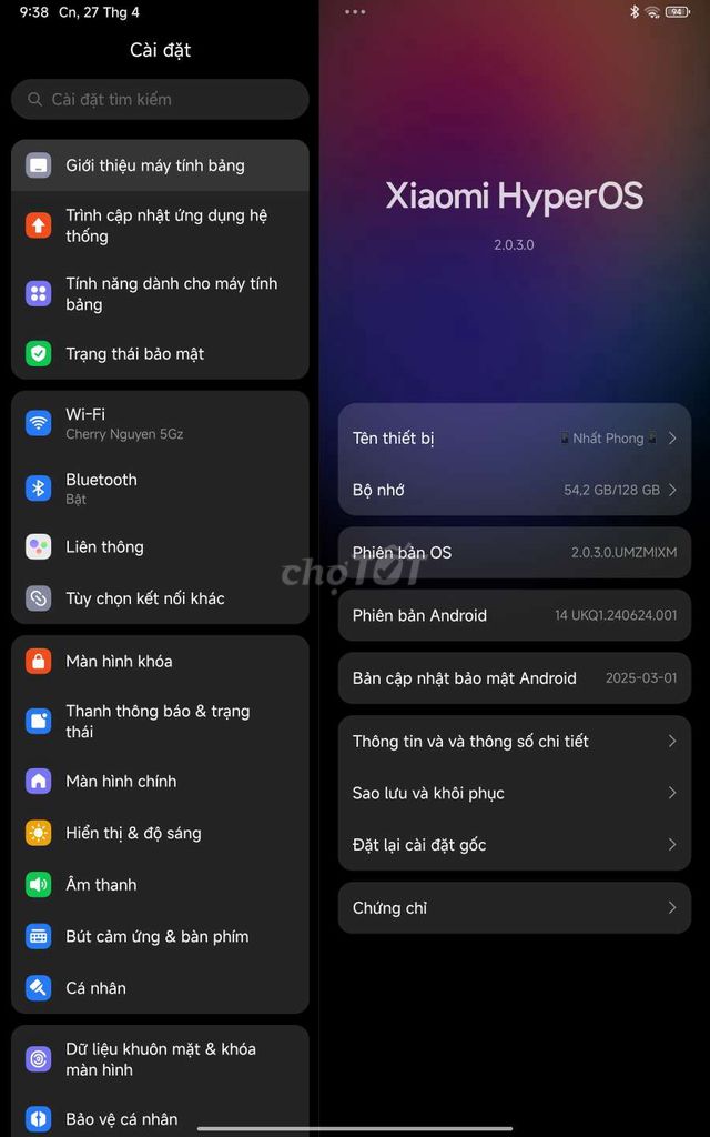 Xiaomi Pad 6 8/128GB fullbox mới 99%. Mua bán Máy tính bảng tại Quận 10 Tp Hồ Chí Minh được đăng bởi Nhất Phong hình 5