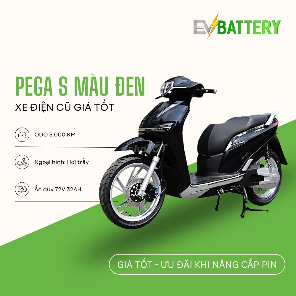 Xe Máy Điện Cũ: Pega S Màu Đen