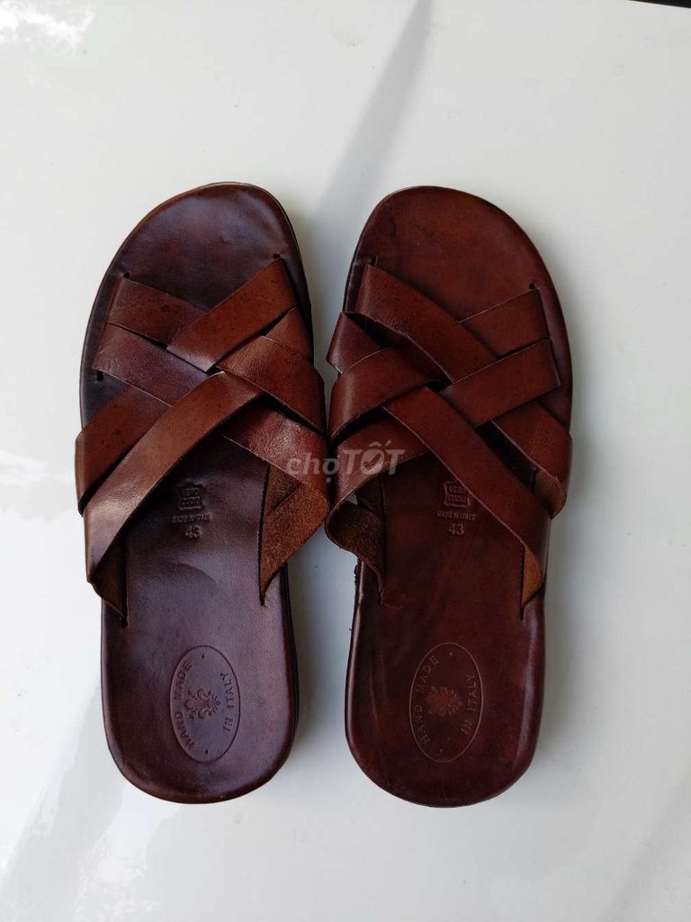 Dép da mộc cổ made in Italy size 43