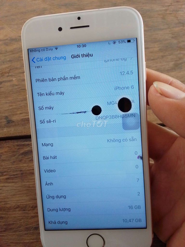 Apple iPhone 6 16GB Trắng Mực màn. Mua bán Điện thoại tại Huyện Cầu Ngang Trà Vinh được đăng bởi Có ten Ko hình 1