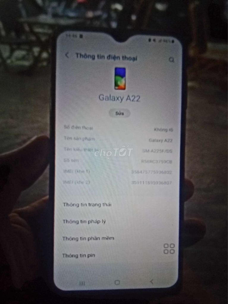 Samsung Galaxy A22. Mua bán Điện thoại tại Quận 1 Tp Hồ Chí Minh được đăng bởi Thinh Bui hình 1