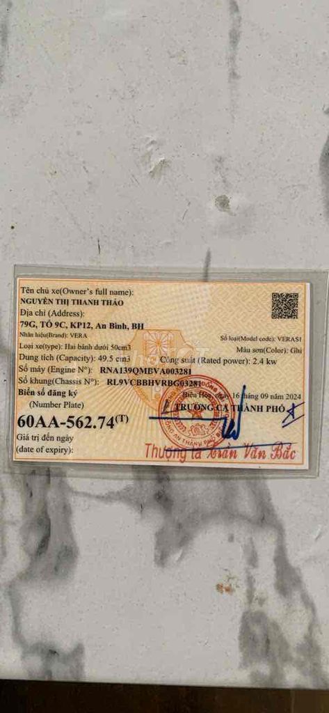 Vera Veras Xám 49.5 cm3 1565 km. Mua bán Xe máy tại Thành phố Biên Hòa Đồng Nai được đăng bởi Bao Nguyen hình 5