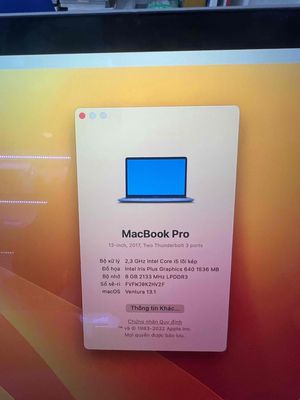 Macbook Pro 2017 i5 256GB đẹp keng đủ sạc
